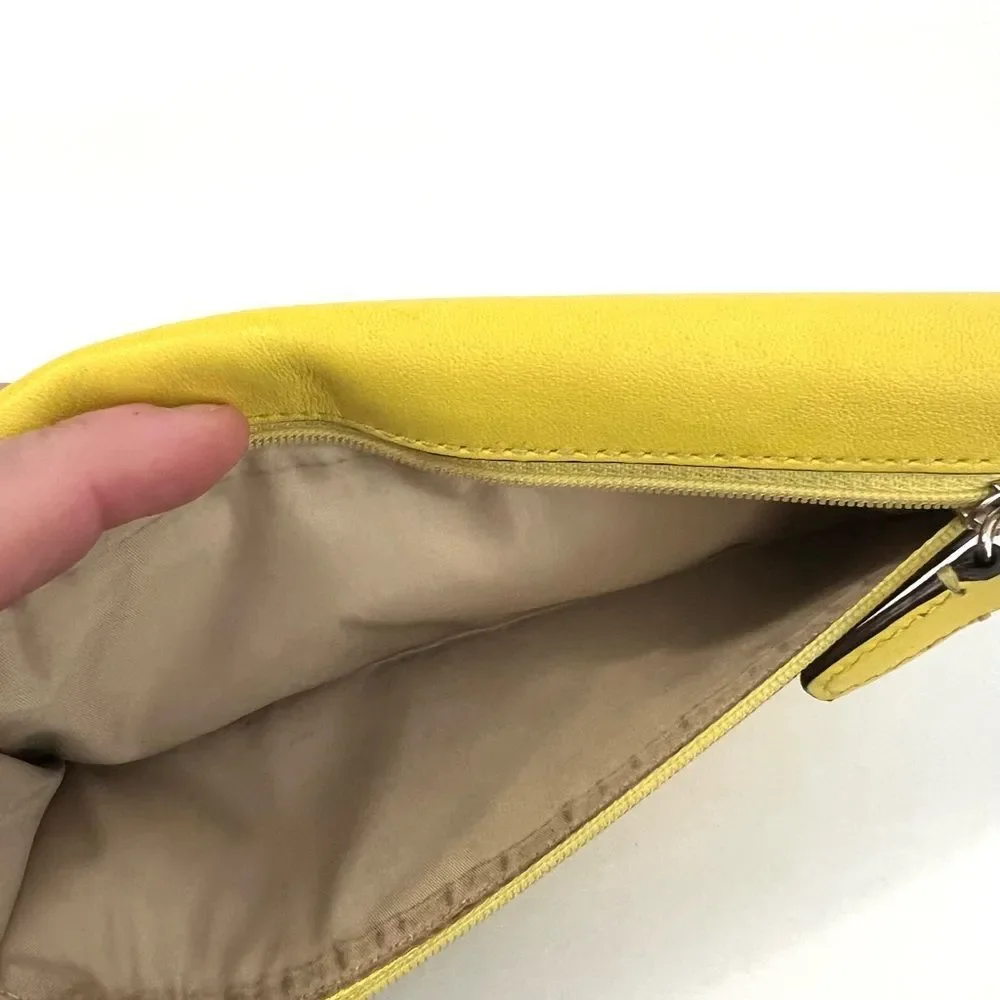 Coach Chartreuse Leather Long Slim Wallet with Silver Logo